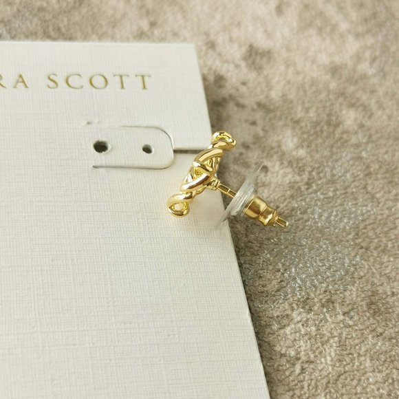 Kendra Scott Gold Kelly Stud Earrings NEW w/dust bag - Picture 2 of 3